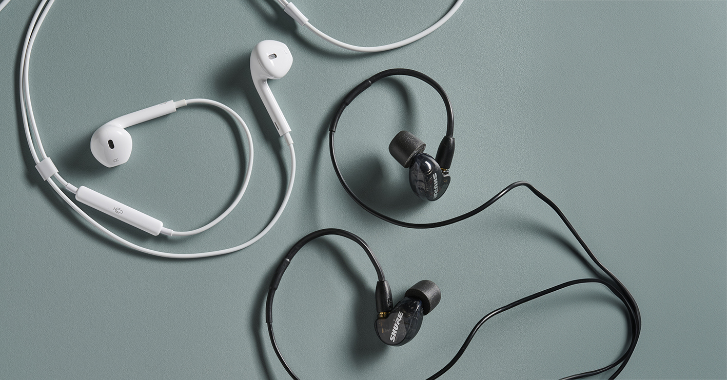 Two pairs of in-ear headphones