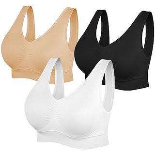 Womens Sports Bras, Yoga Comfort Seamless Stretchy Sports Bra for Women 3 Pack