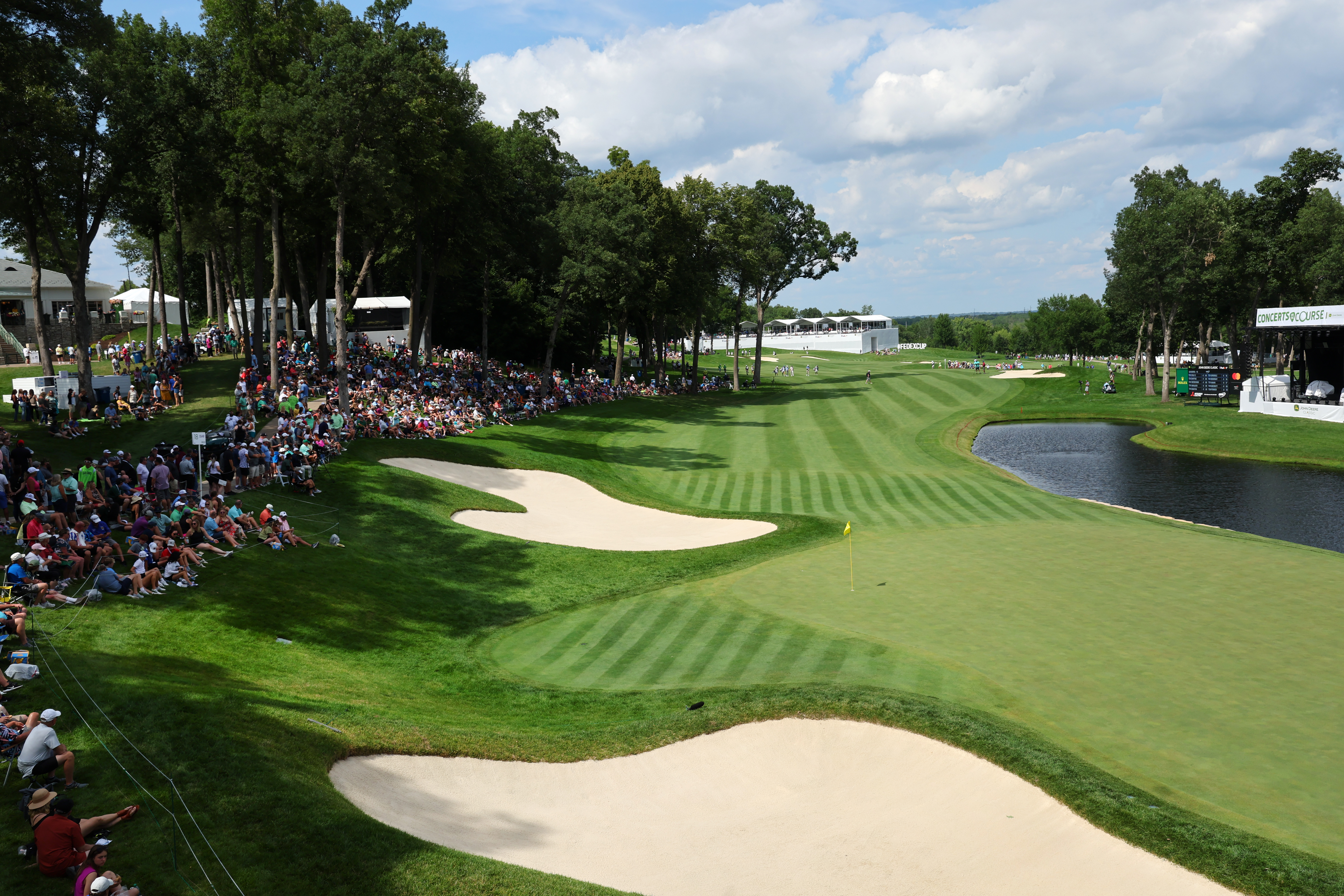 A general shot of the 18th hole at TPC Deere Run