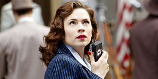 Agent Carter Hayley Atwell radioing in action