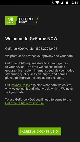 Geforce Now Welcome Screenshot Android