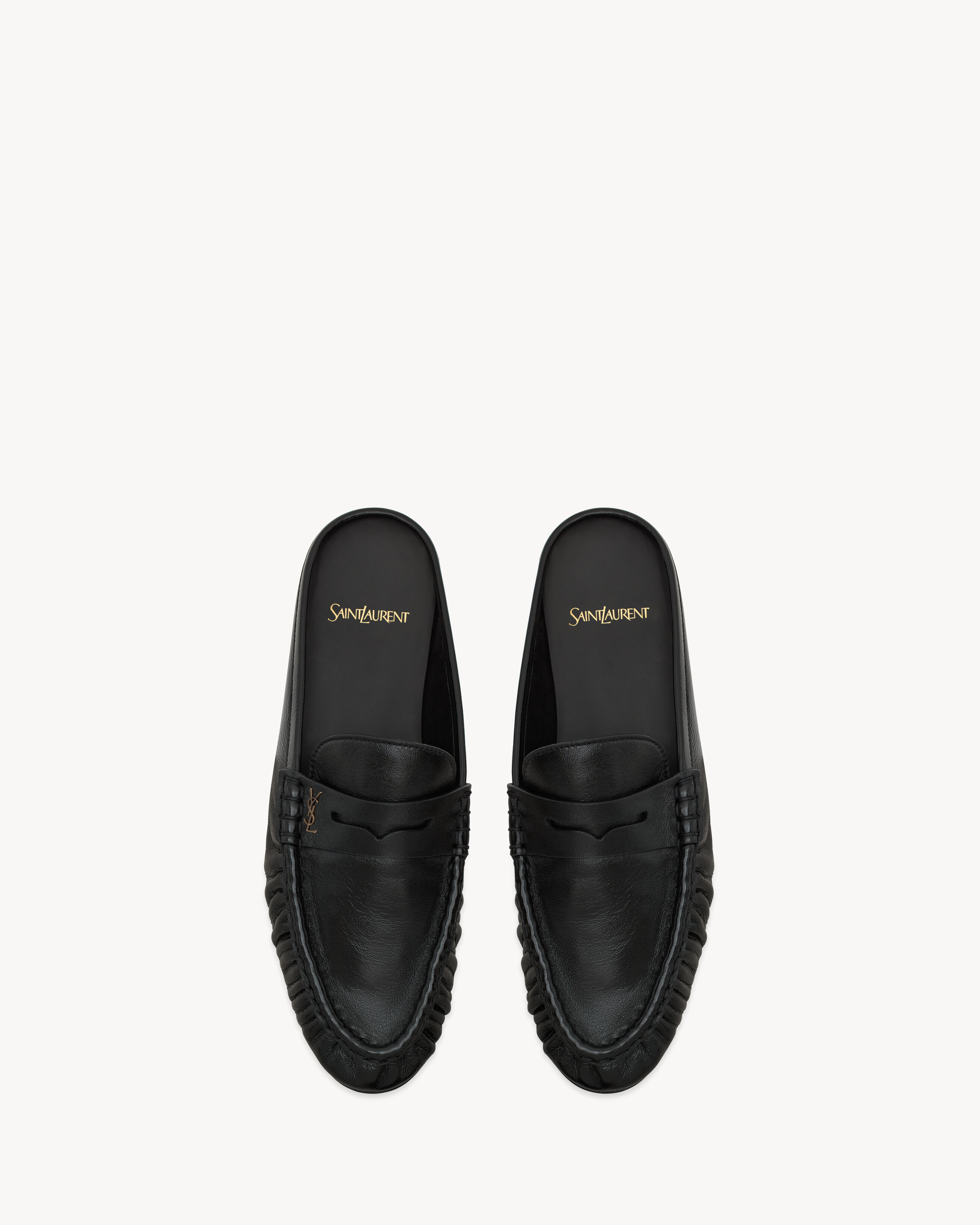 Le Loafer Mules in Shiny Creased Leather