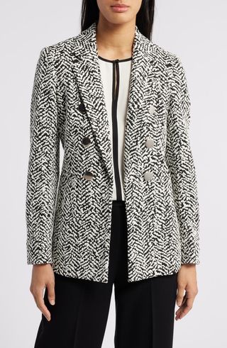 Faux Double Breasted Jacquard Blazer