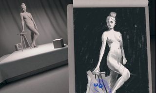 Inside Gesture VR - image of a picture of a naked lady with virtual controls