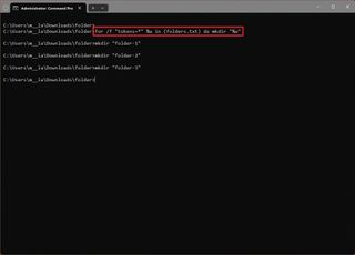 Command Prompt create multiple folders from text file