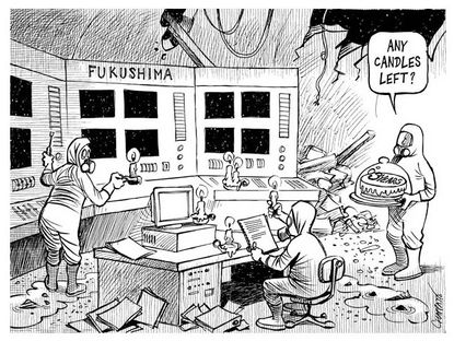 Editorial cartoon tsunami anniversary Fukushima