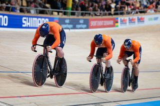 Dutch sprint team at the Track Cycling Worlds Championships in Copenhagen 2024