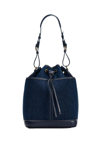 Zara Gathered Denim Maxi Bucket Bag