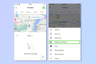 The third step to deleting location history on Google Maps for iOS