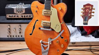 This 1961 Gretsch 6120 Chet Aktins Hollowbody - one of the first double cutaway models of its type - was used extensively on the album including first single International Blue