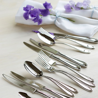 cutlery with steel spoons and forks