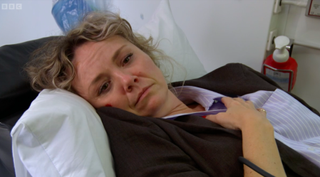 Janine goes to hospital in an ambulance after her fall