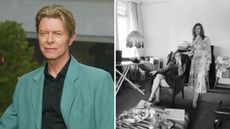a splitscreen with david bowie on the left and his house in the '70s on the right