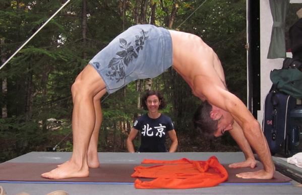 Don't try this at home without a proper warm-up: urdhva dhanurasana or upward facing bow pose
