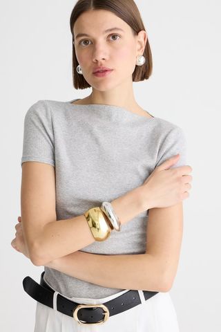 J.Crew Fine-Rib Fitted Boatneck T-Shirt