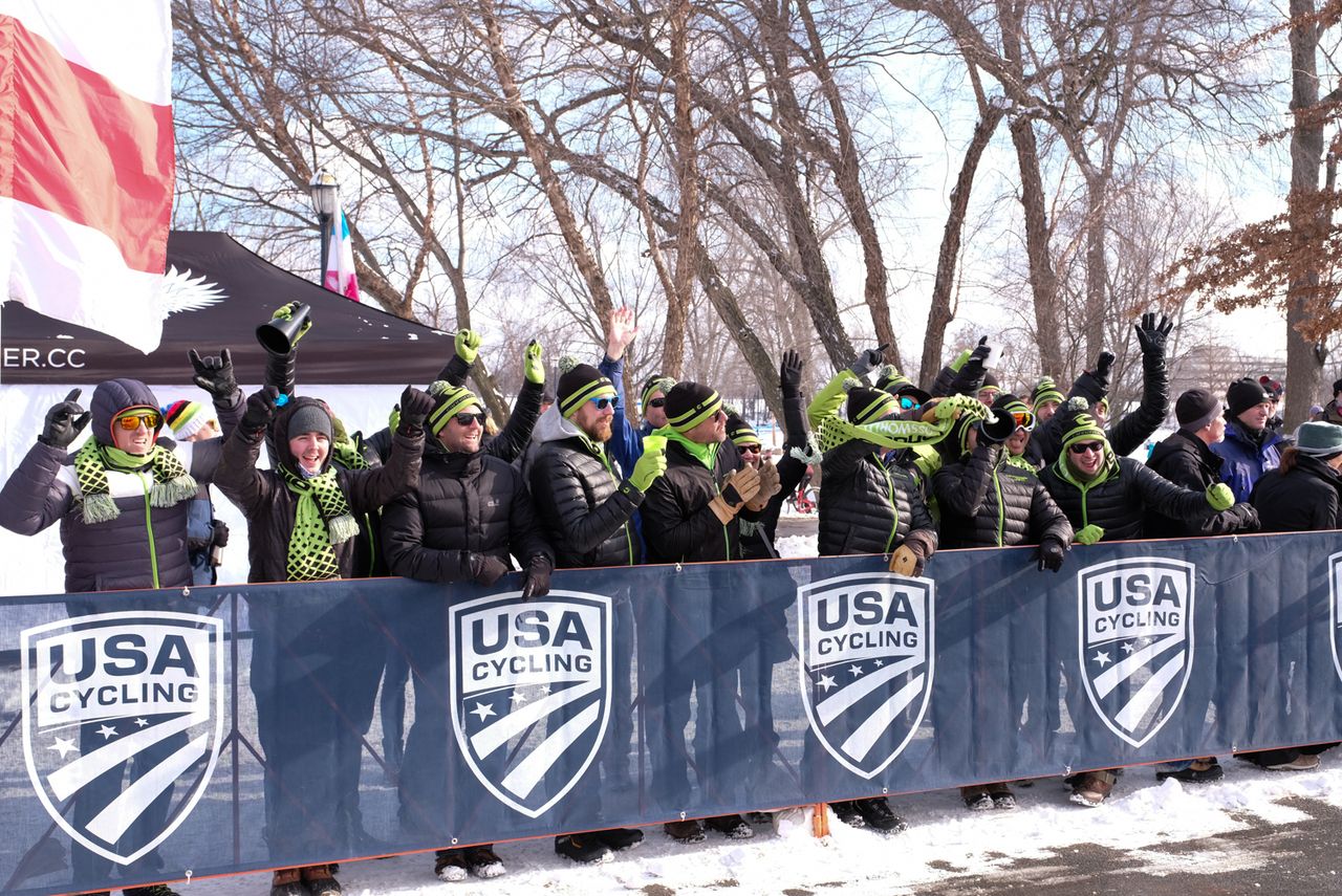 The Cannondale cheering squad was large and boisterous