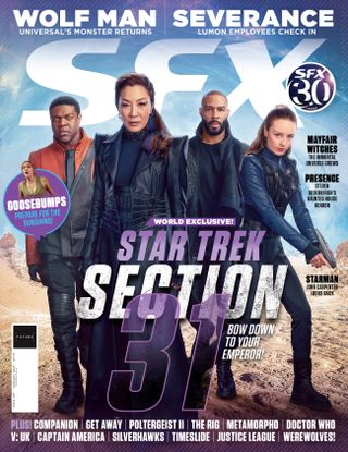 Four of the cast of Section 31 on the cover of SFX issue 387.