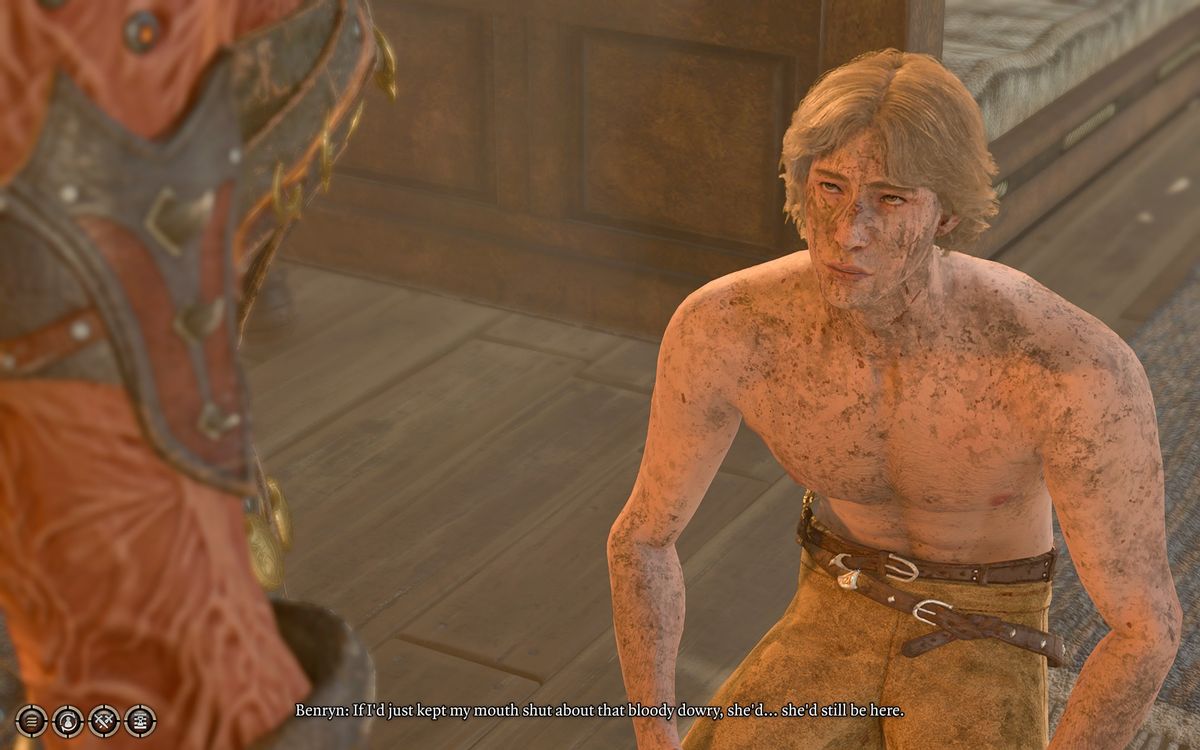 a man asks the player character for help