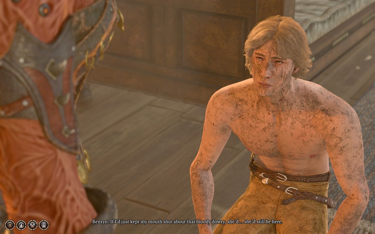 a man asks the player character for help