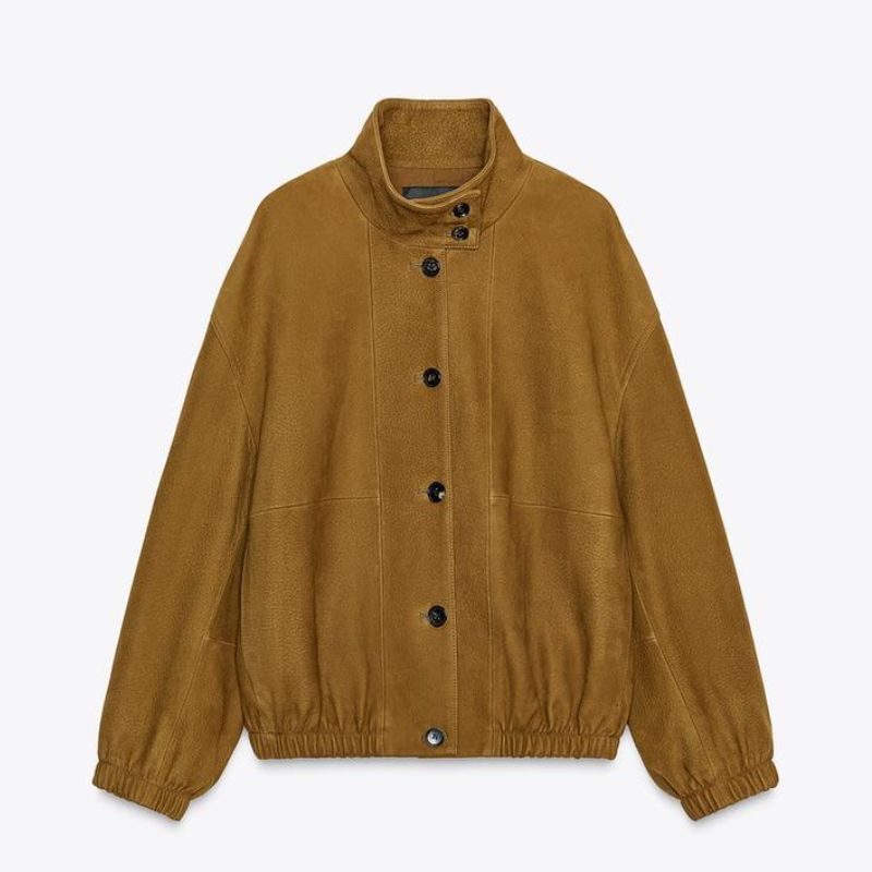 leather suede bomber
