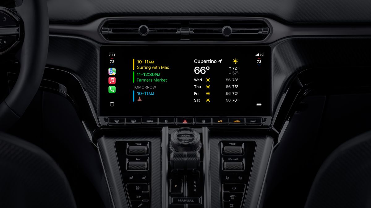 A car interior showing Apple CarPlay Ultra