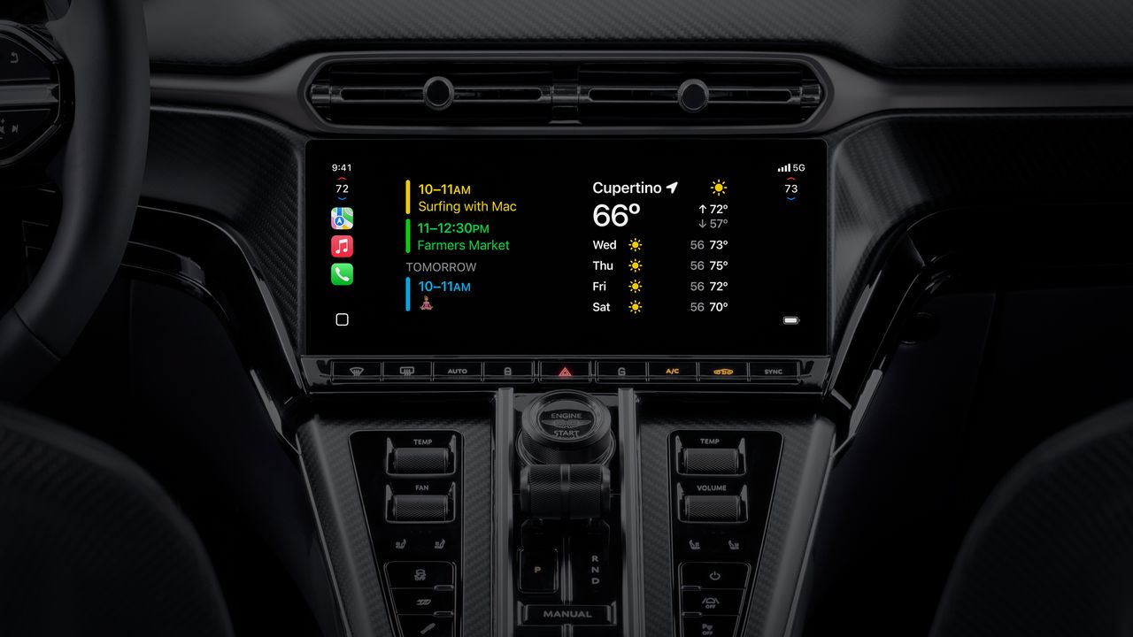 A car interior showing Apple CarPlay Ultra