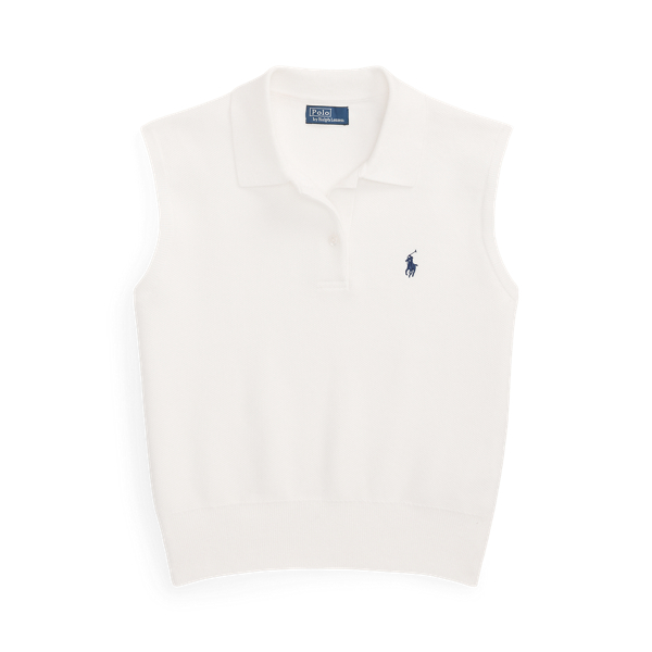 Ralph Lauren, Cotton Cropped Sleeveless Polo Sweater