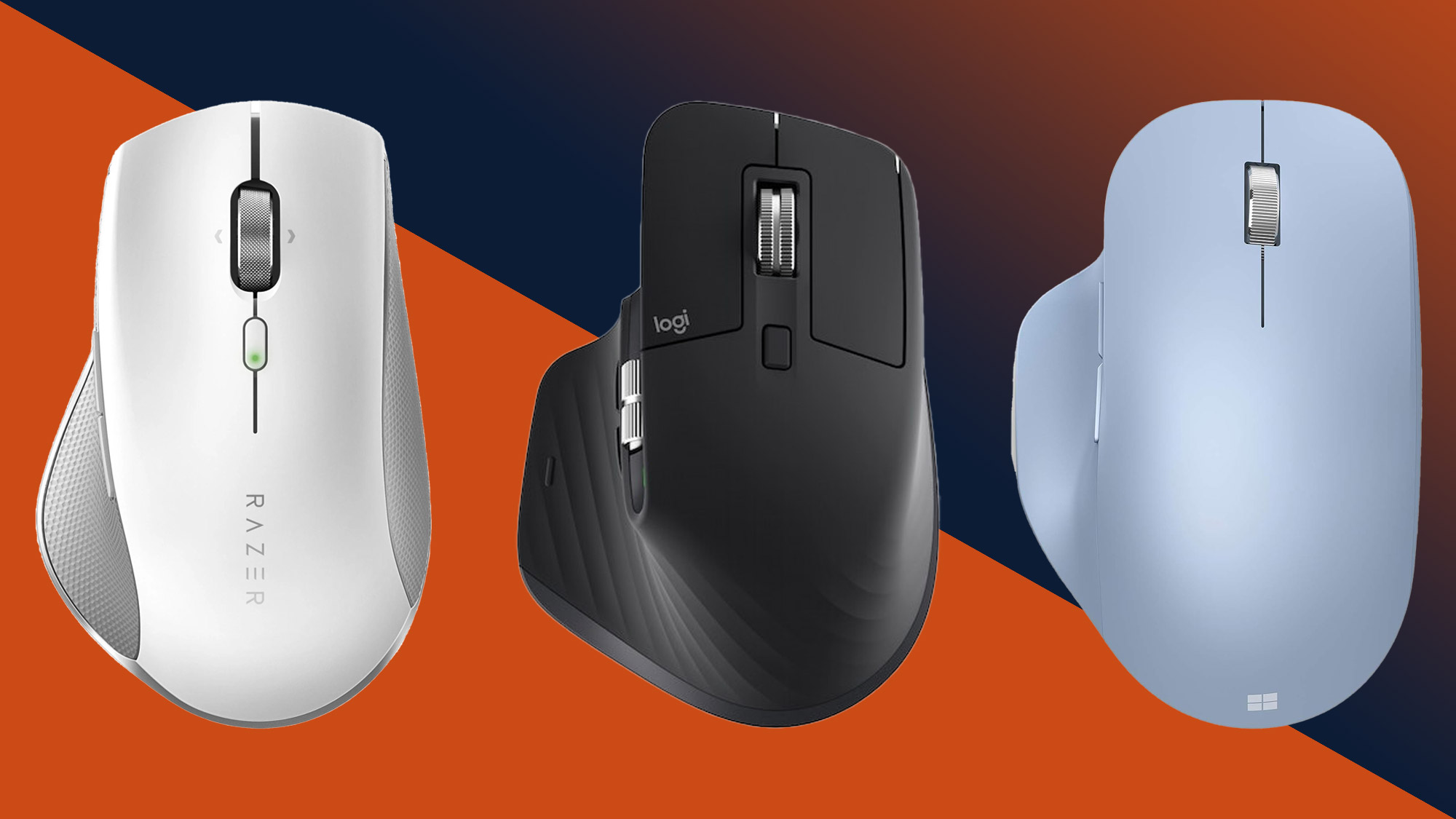 Best mouse feature image with Razer, Microsoft and Logitech mice