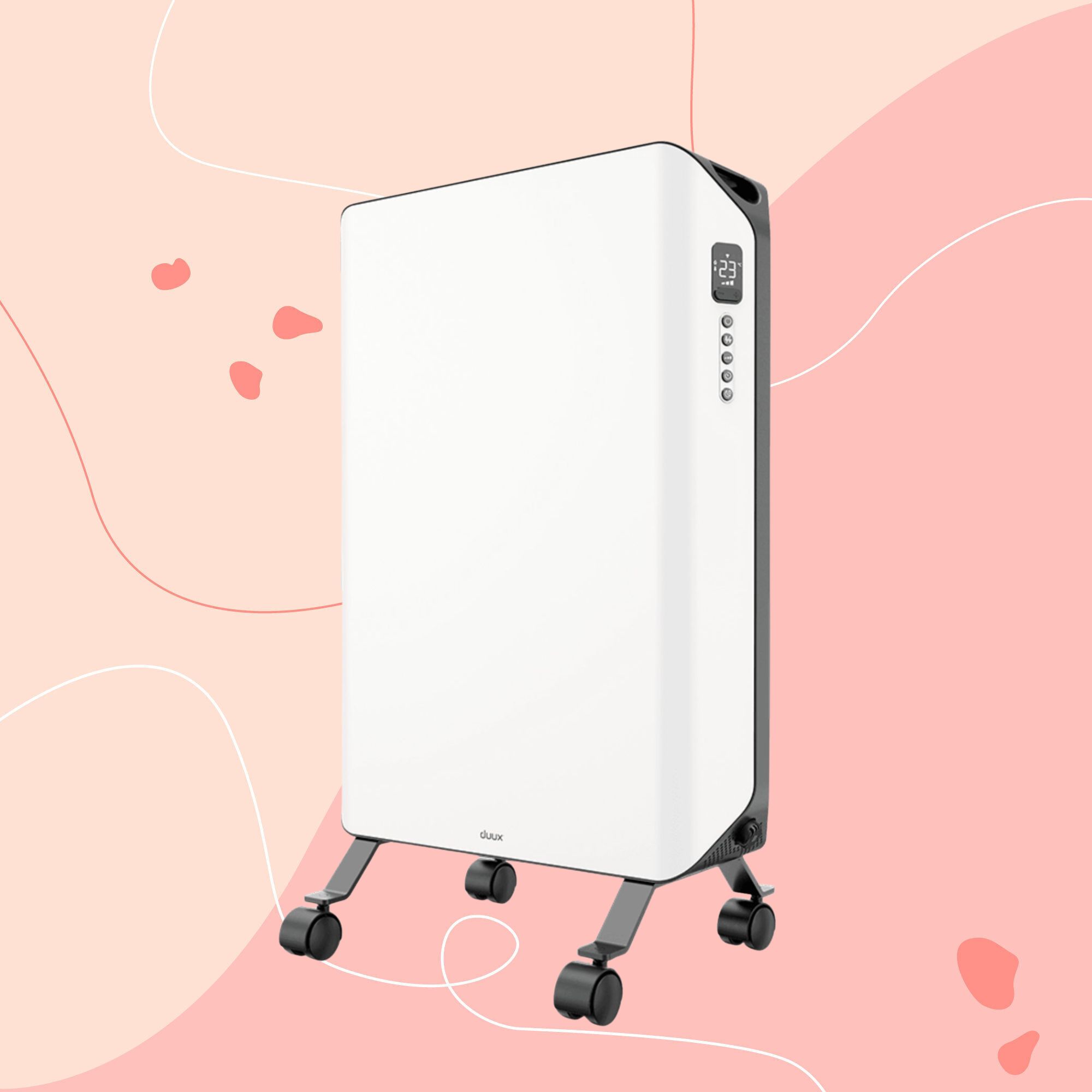 Duux Edge Oil Filled Radiator 2000W on a pink background