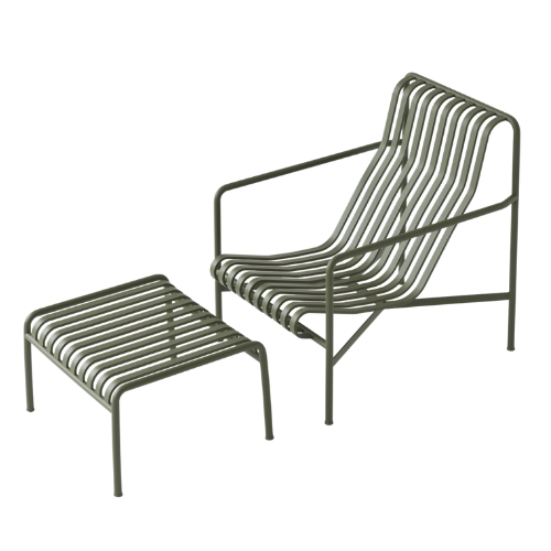 Hay, Palissade Low Armchair Metal Green High Backrest - R & E Bouroullec - Hay