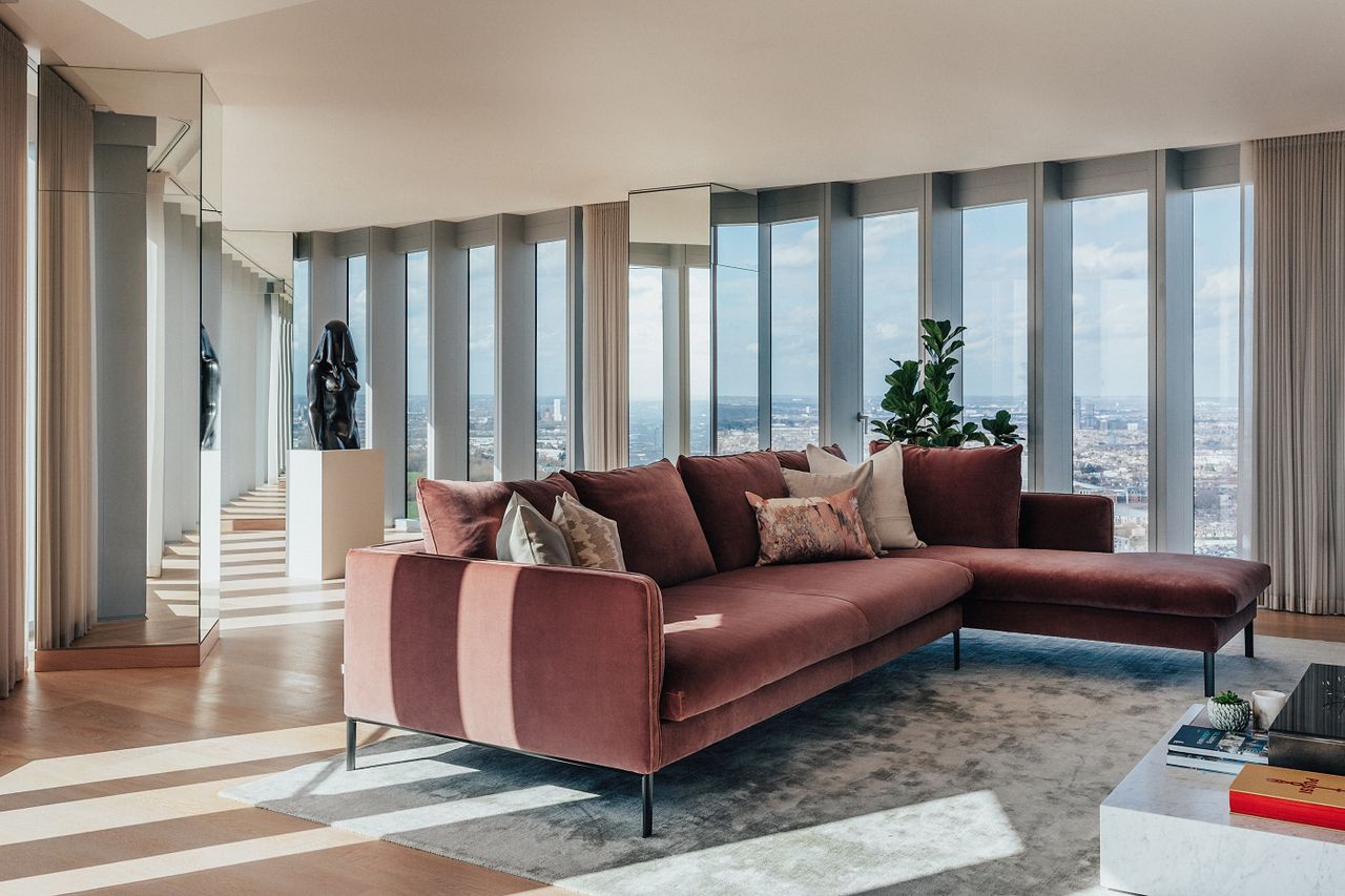 manhattan loft gardens penthouse interior of living space