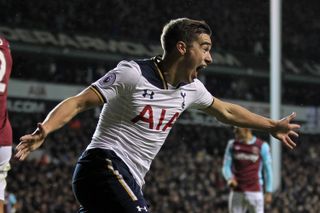 Harry Winks celebrates after scoring for Tottenham against West Ham in November 2016.