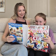 Emily aka Maverick mother reading The Week Junior with her daughter