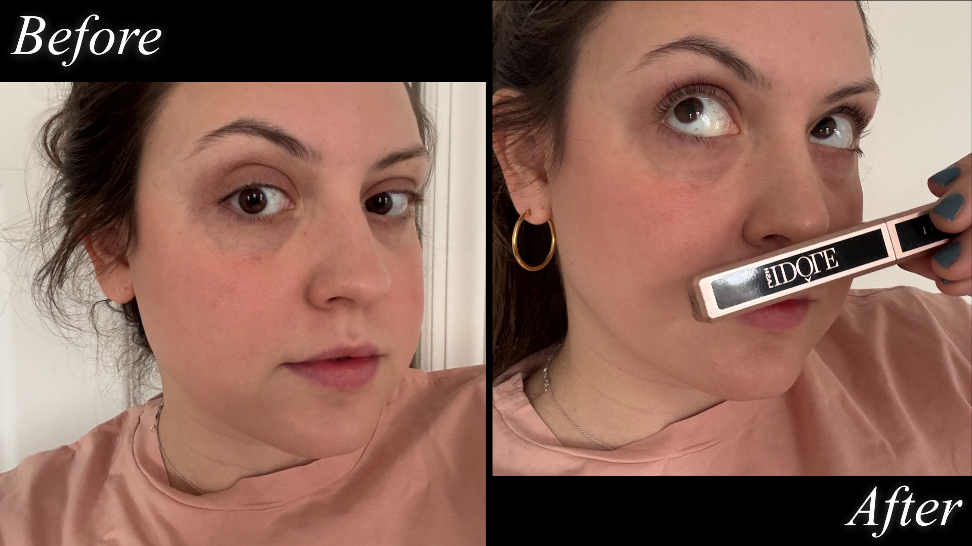 Sophia Vilensky before and after testing Lancome&#039;s volumizing mascara.