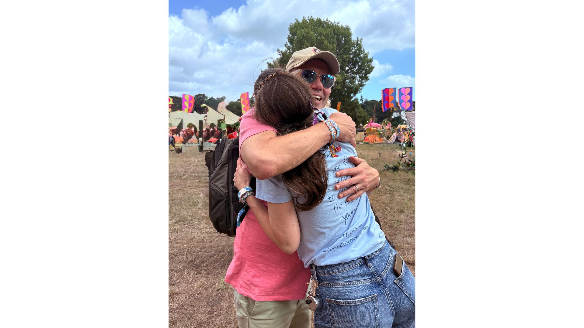 Samii hugging Ellie's husband Andy at Latitude Festival