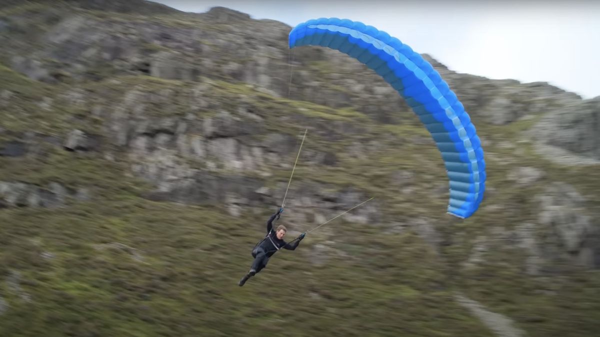 Tom Cruise doing speed flying in Mission: Impossible - Dead Reckoning Part One