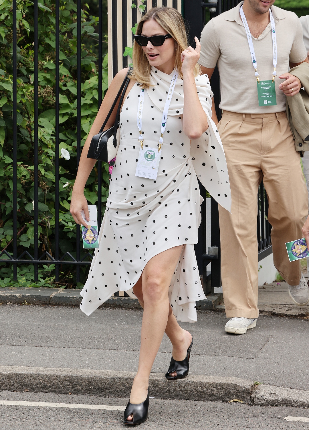 Margot Robbie wearing polka dot dress