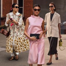 collage of women wearing spring work outfits