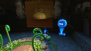 A screenshot of Astro in a dungeon-type setting in the game Astro Bot