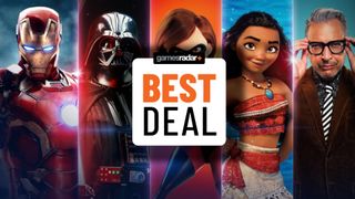Disney Plus sign-up image of multiple Disney characters, with a 'best deal' GamesRadar badge over the top