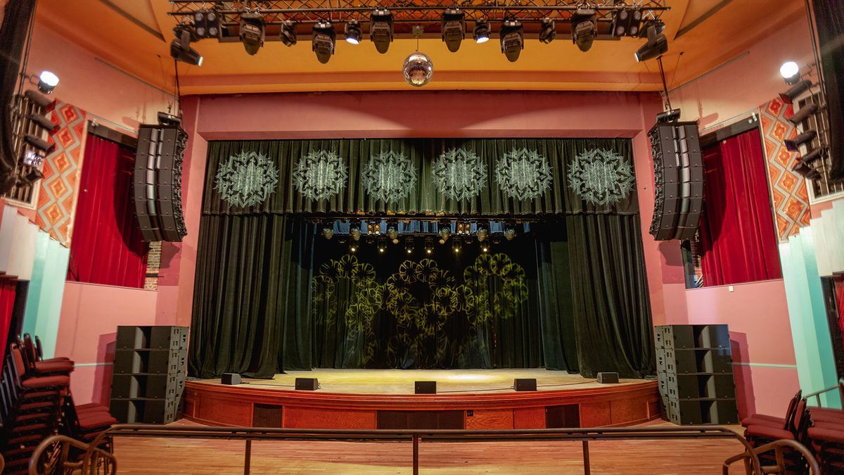 The stage inside of the Boulder Theater with an L-Acoustics sound system.