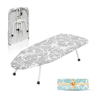 Tabletop Ironing Broad, All Iron Frame Mini Folding Ironing Broad With removable paisley gray cover