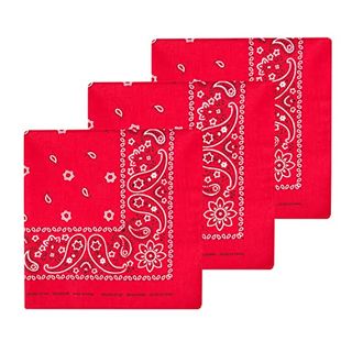 Levi's Men's 100% Cotton Multi-Purpose Bandana Gift Sets – Headband, Wrap, Protective Coverage, Red, Pack 3