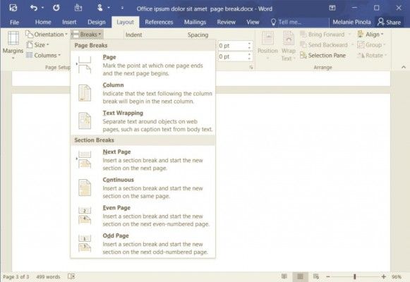 How To Add Or Remove Page Breaks In Word 2016 Laptop Mag