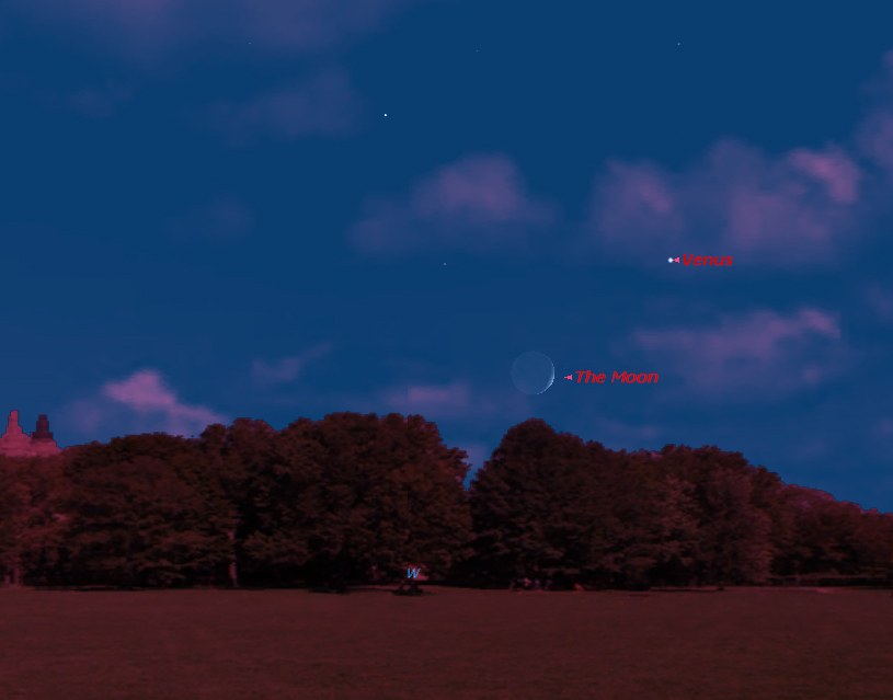 Venus and Moon Sky Map for July 10, 2013