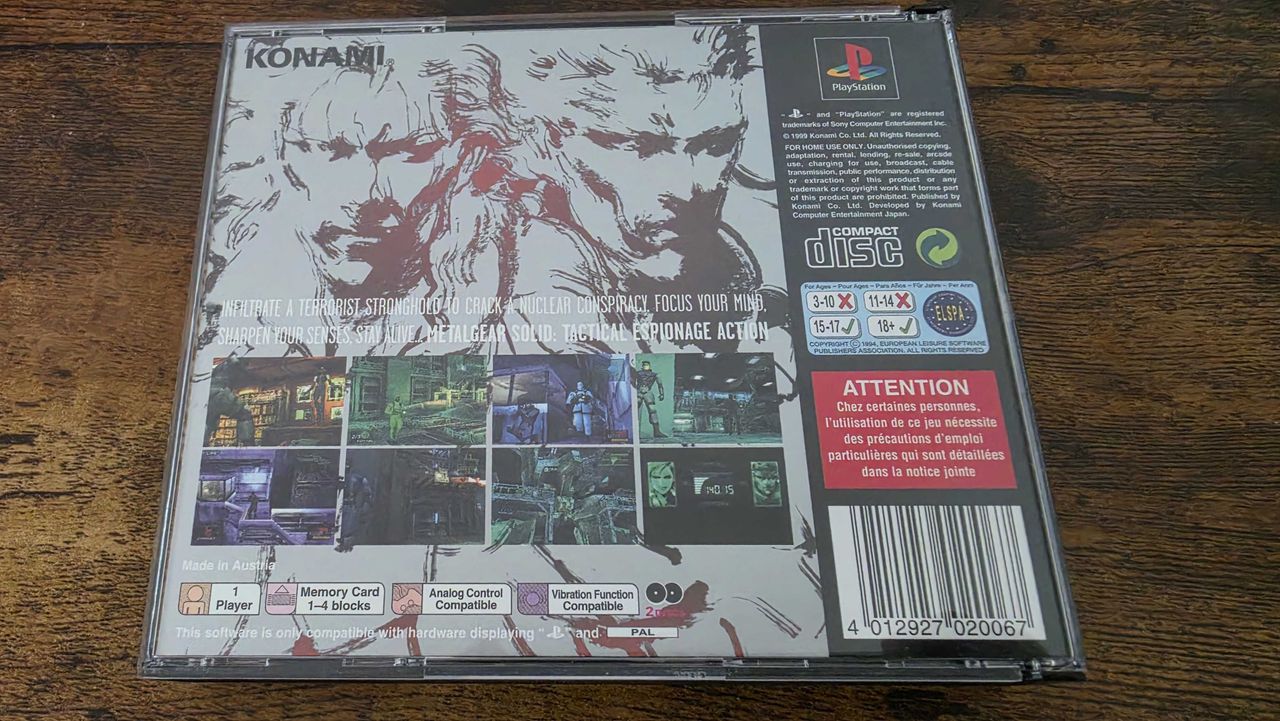The Metal Gear Solid original PlayStation release.