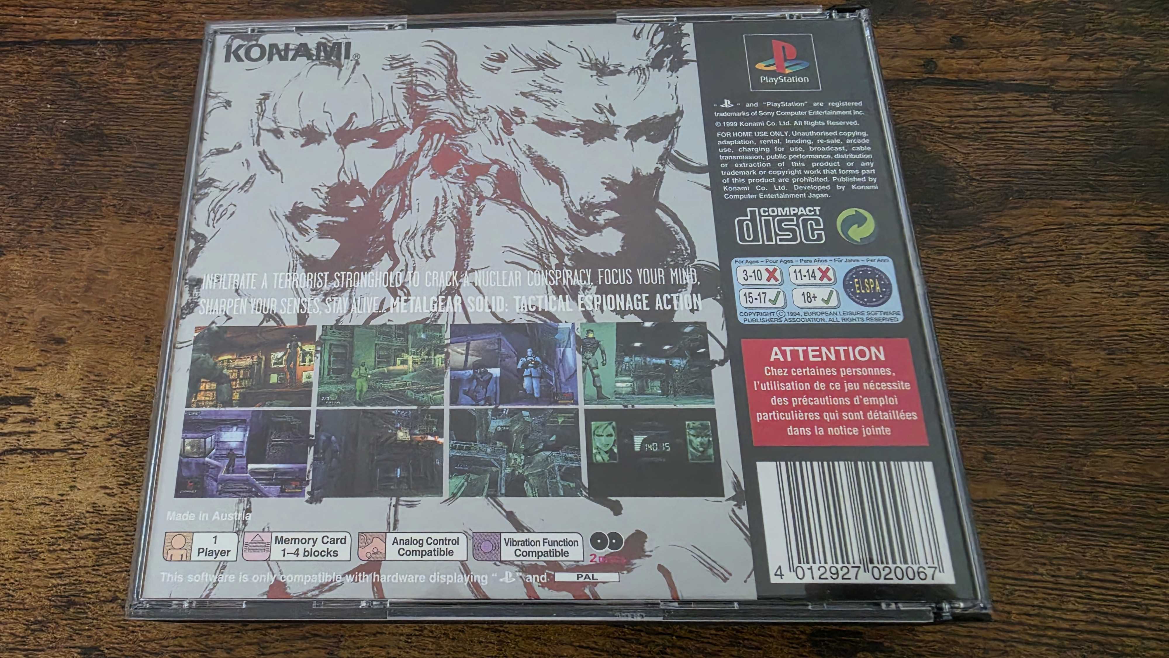 The Metal Gear Solid original PlayStation release.