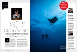 Image of first two pages of the main interview in issue 280 of Digital Camera magazine, with underwater photographers Jay Clue and Sam Glenn-Smith