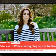 A relative of the Photographer watches television, as Catherine, The Princess of Wales announces that she is receiving a preventative course of chemotherapy for cancer on March 22, 2024 in London, England. 