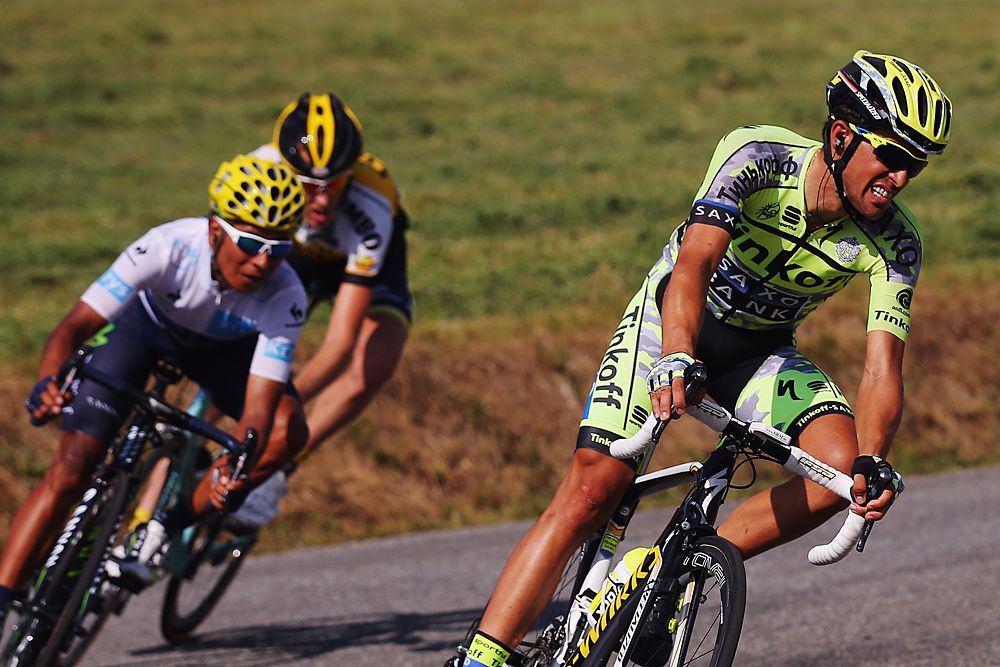 Alberto Contador (Tinkoff-Saxo) leads Nairo Quintana (Movistar)